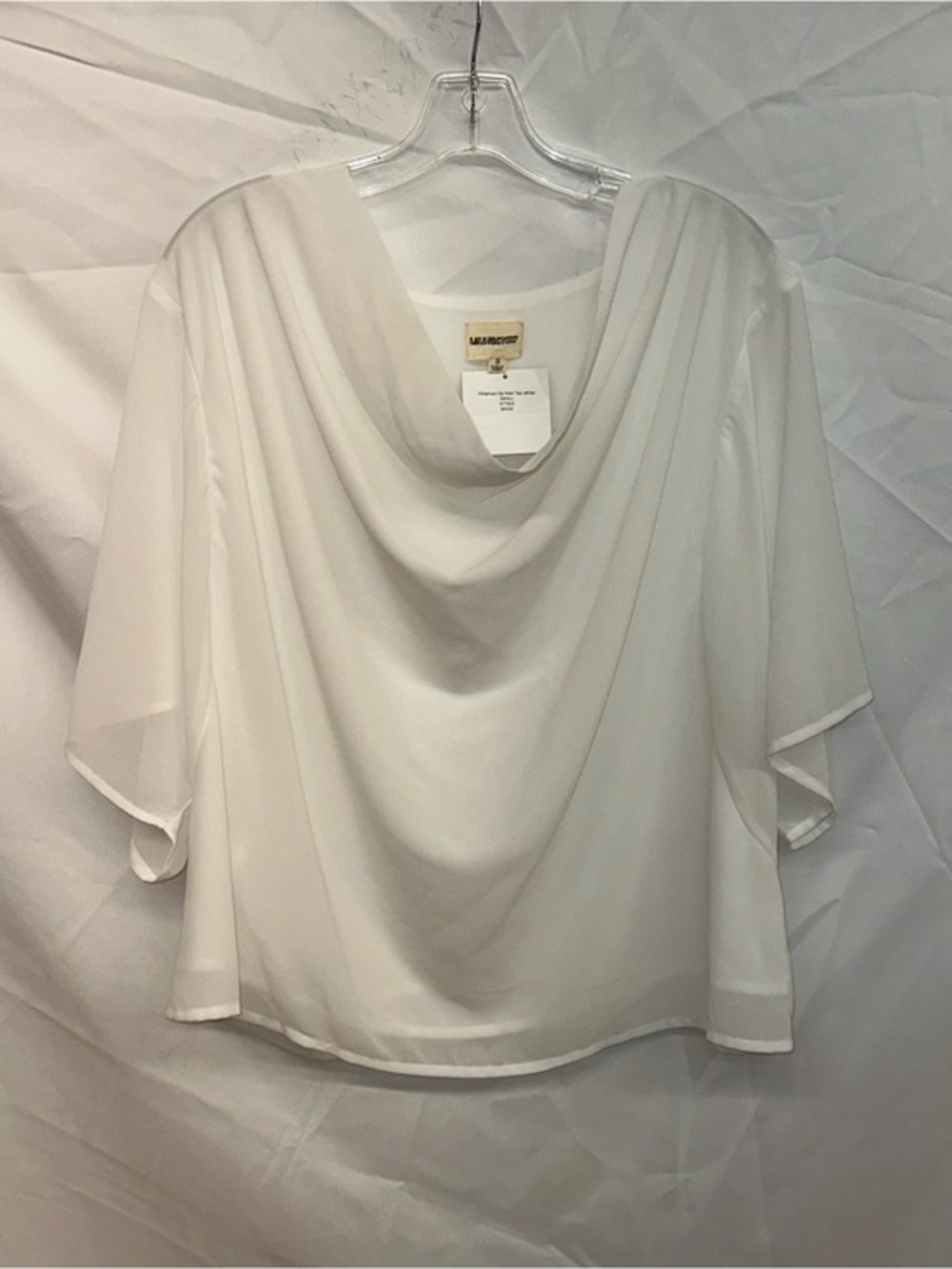 Laura Ashley Cream Draped Cowl-Neck Blouse